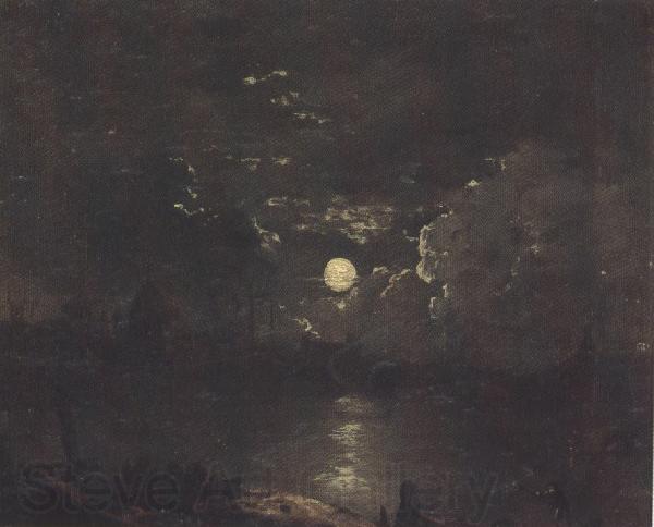 Attributed to henry pether The City of London from the Thames by Moonlight (mk37) France oil painting art